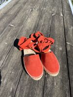 korallrote Espadrilles zum Schnüren, Gr.  39