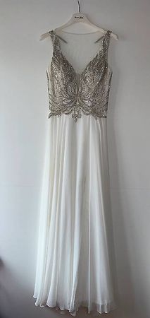 Hochzeitskleid Brautkleid Gr S 34 36 Pailletten Steine Weiss