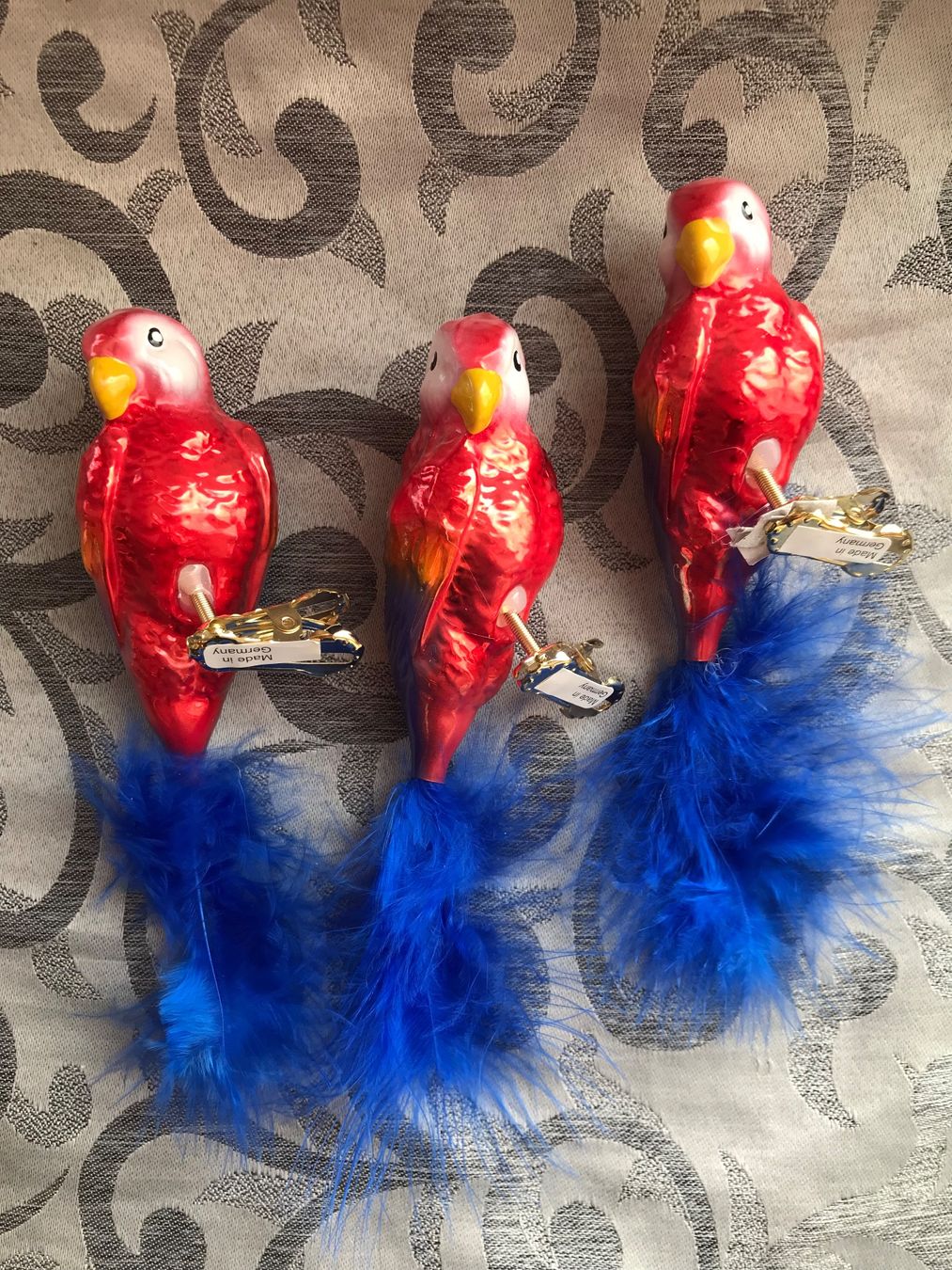 Tutte le decorazioni: 3x Papagei  rot blau Vogel Christbaumschmuck – Nuovo e nell'imballaggio originale da Alpnach Dorf venduto da marvo
