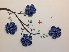 4 Stk Blumen gehäkelt, fleurs crochet, fiori uncinetto 008