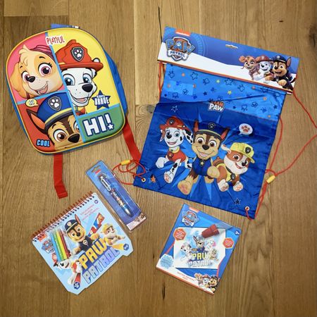 Paw Patrol Set: Rucksack, Turnbeutel, Malstift, Notizblock