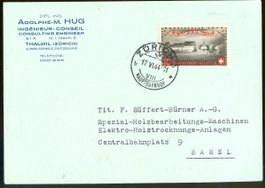 Timbre Pro Patria 1994 sur carte, Zürich Hauptbahnhof 1944