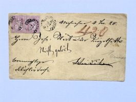Nachnahme Brief 1870 SCHÖFFLISDORF > WIEDIKON, 2x10Rp.sitz.H