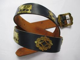 Orig. Appenzeller Leder Gürtel Gr. 85 schwarz gold Ornamente