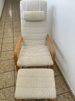 Relaxsessel / Stillsessel mit Hocker – Weiss-Beige