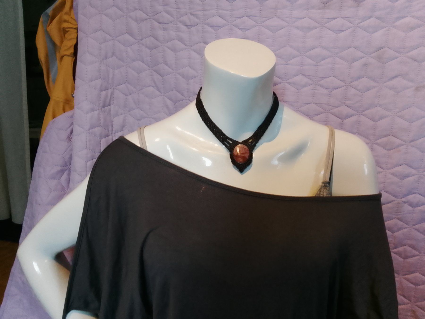 Catenine: Handgemachte Makramee Kette / Collier mit Heliotrop – Nuovo (secondo la descrizione) da Pfäffikon ZH venduto da Emporos_42 3