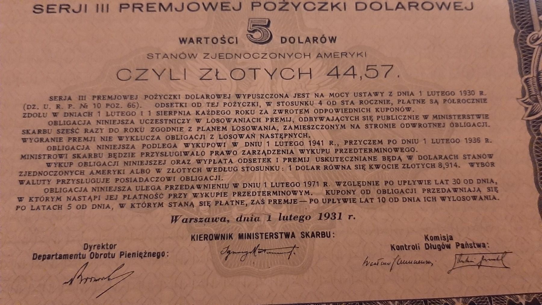 Documenti: Bond Polska Obligacja, 1931 – Usato da Porza venduto da ulletta1 1