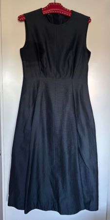 COS Dunkelblaues Maxikleid, EU-Größe 38, Seide/Baumwolle