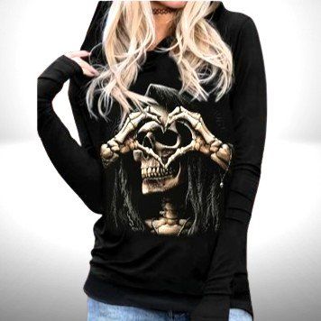 ☠️ Lass dich von diesem Skull Print Hoodie begeistern! 🖤💫