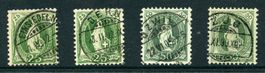 1 Lot 4 Stehende Helvetia mit Vollstempeln