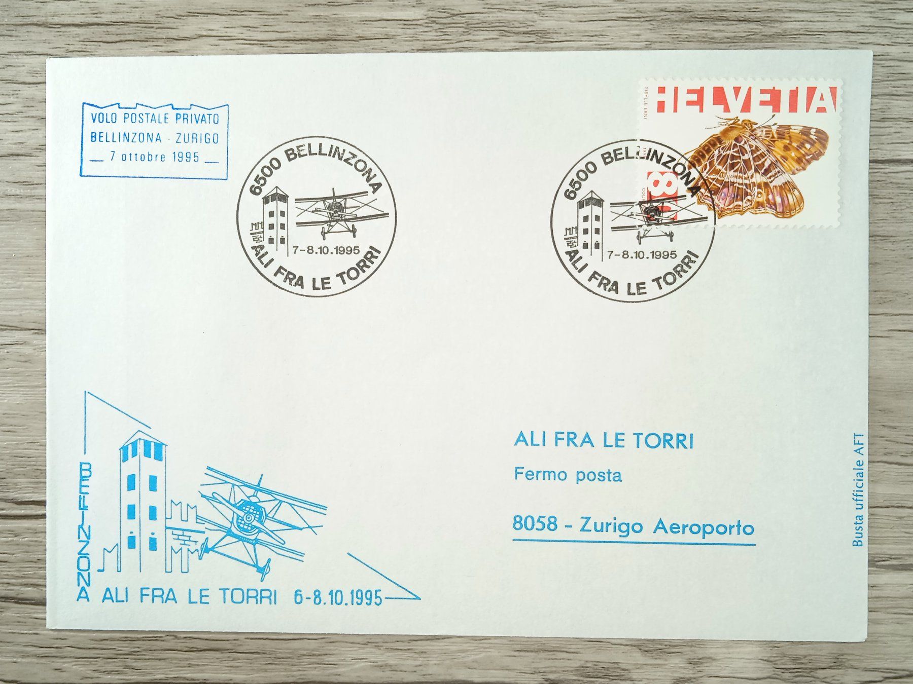 Tutti i francobolli: TR97 Enveloppe + Timbre Suisse 1995 Theme Aviation – Usato da Cousset venduto da Patrick_Collections