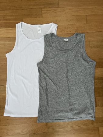 Unterhemd Gerippt Grau&Weiss