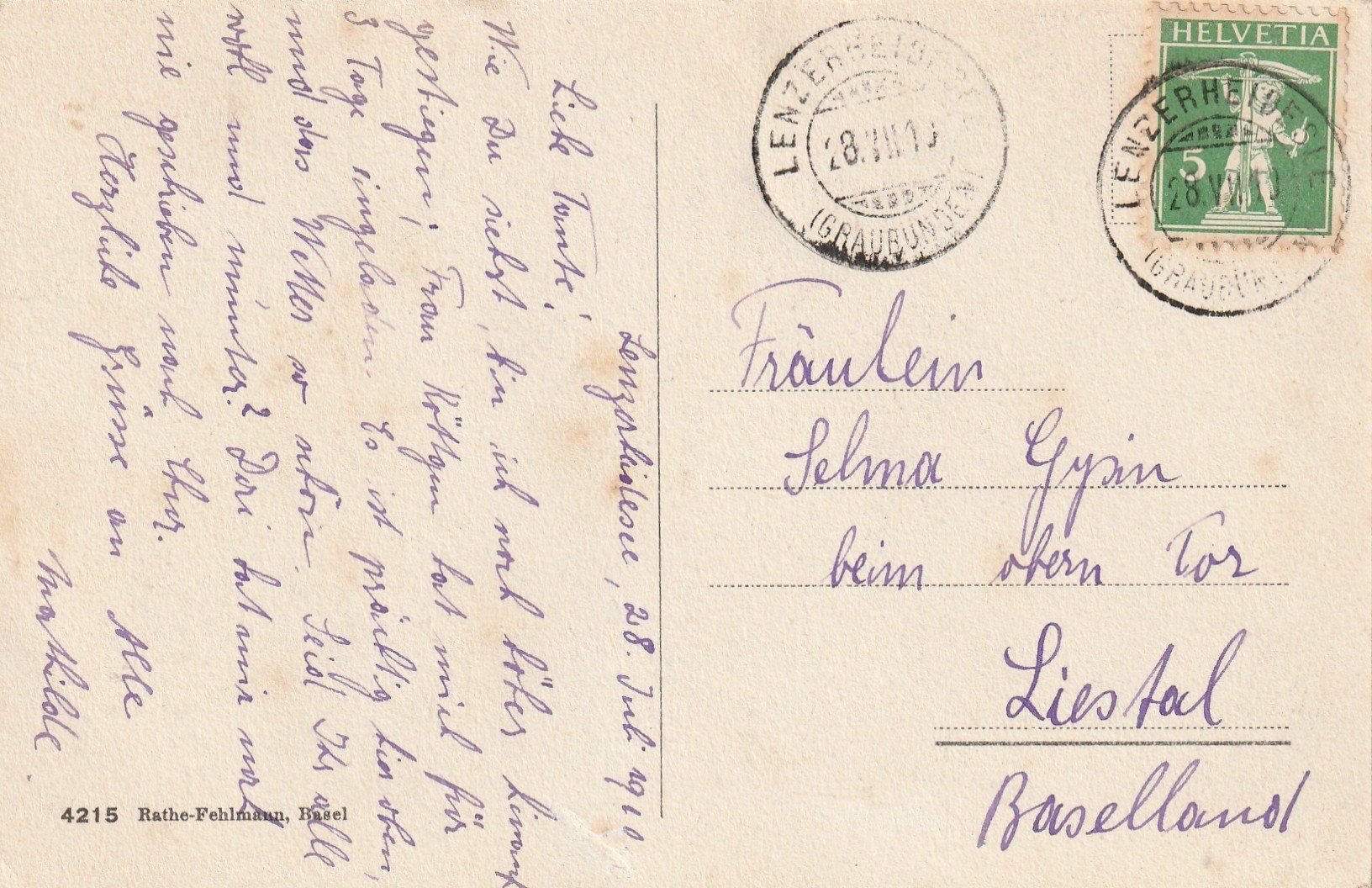 Cartes postales: Lenzerheidsee mit Ruderboot – D'occasion à Rorschacherberg par fratovi2 1
