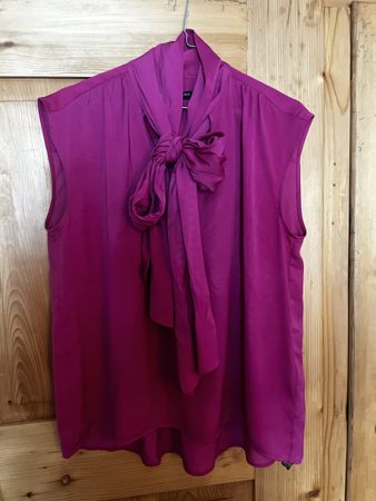 Pinkes oversize Blusentop mit Schleife, Grösse S 🎀