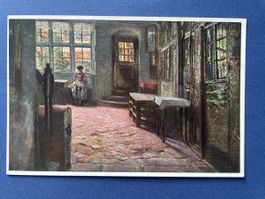Alte Ansichtskarte - Holländische Diele, Julius Schrag