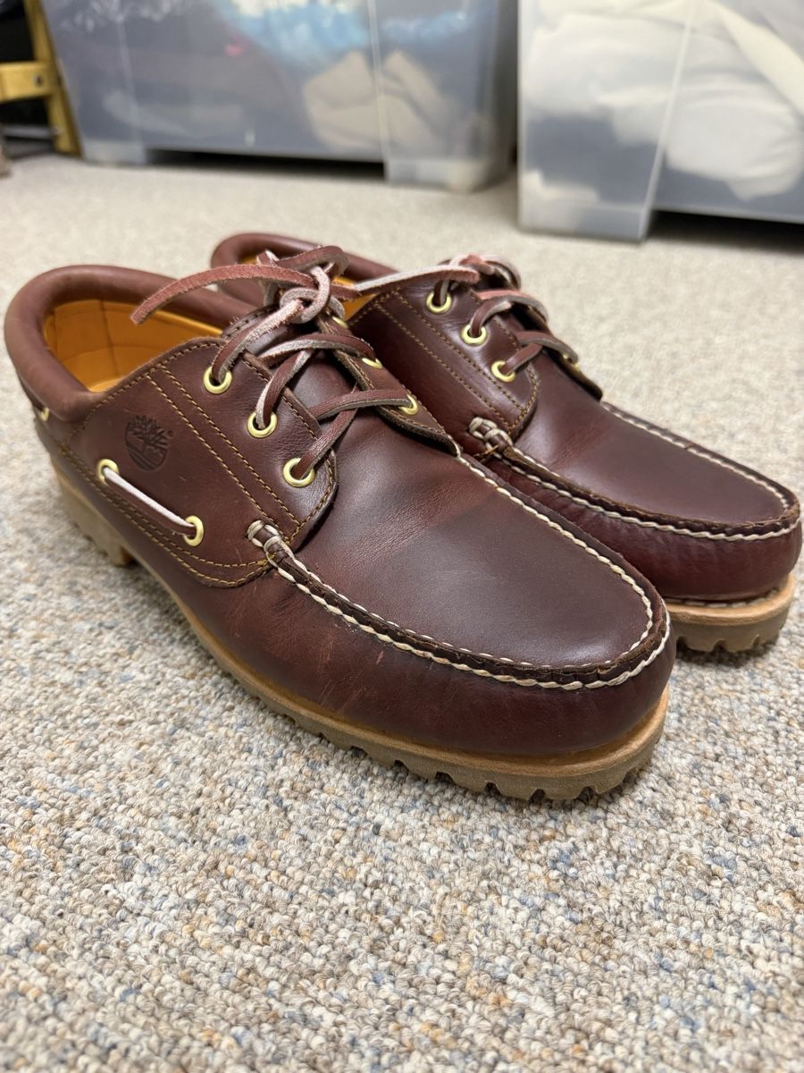 Timberland Scarpe da uomo: Timberland Bootsschuhe Leder braun Grösse 43.5 – Usato da Teufen AR venduto da Bruno1234