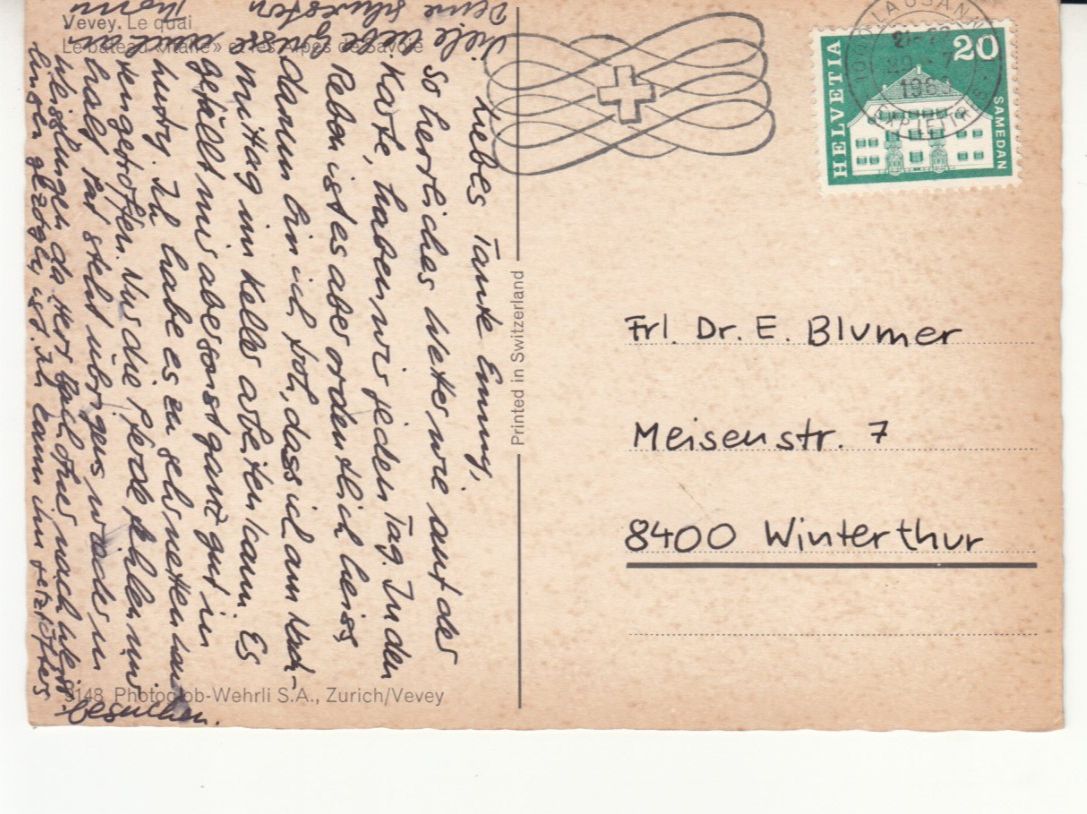 Cartoline postali: Vevey mit DS Italie 1969 – Usato da Bürglen TG venduto da StampGraf 1