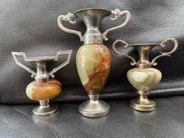Onyx Vasen/Kerzenständer Set, Vintage Look