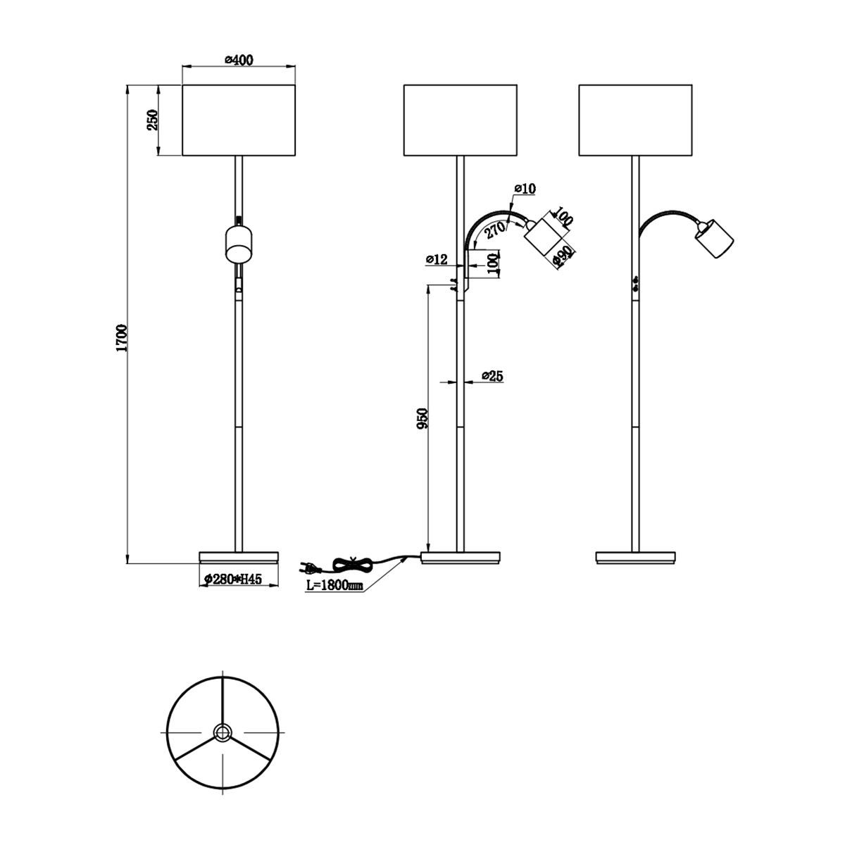 Lampade: Stehleuchte, Leselicht, 170 cm Höhe – Nuovo (secondo la descrizione) da Kreuzlingen venduto da Smart-Light 2