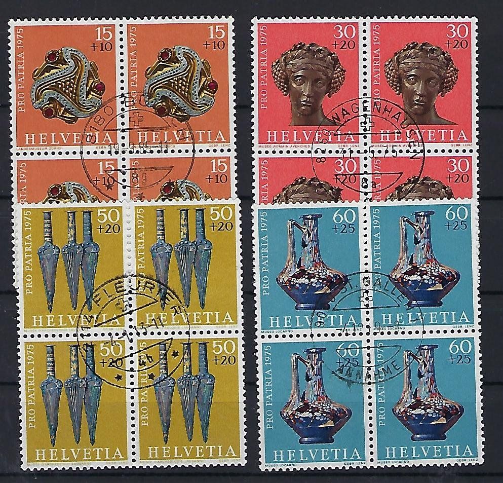 Alle Briefmarken: 1975  Pro Patria Viererblocks 14963 – Gebraucht aus Lunden von Animus999