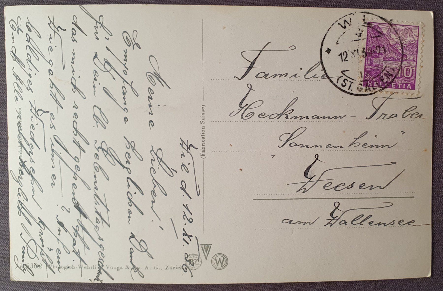 Cartoline postali: Wil 1936 - Bahnhofstrasse – Usato da Kreuzlingen venduto da Rschweiz1 1