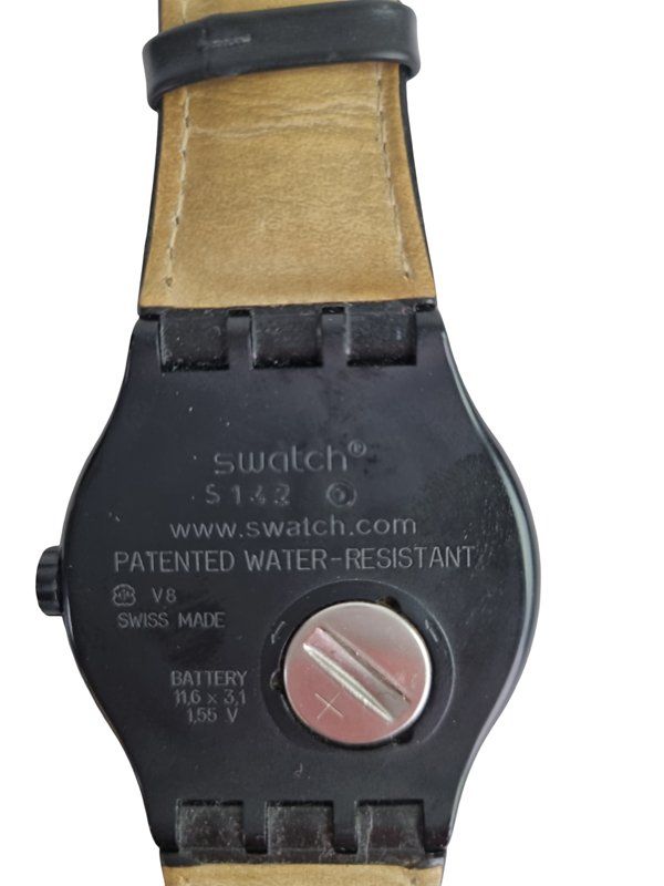 Swatch Uhren: SWATCH Uhr schwarz, Kunstleder – Gebraucht aus Wangen b. Olten von Restwert_Wangen 3