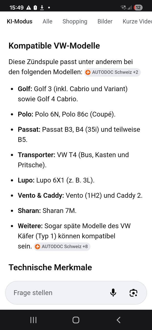 Volkswagen Tutti pezzi di ricambio auto: VW Zündspule Hella 5DA 006.623-951 – Nuovo e nell'imballaggio originale da Ebertswil venduto da Bolomotos 1