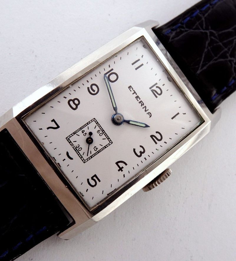 Eterna Orologi: 1940er Vintage Eterna Rectangular mechanisch – Usato da Untersiggenthal venduto da TimeandShine 1