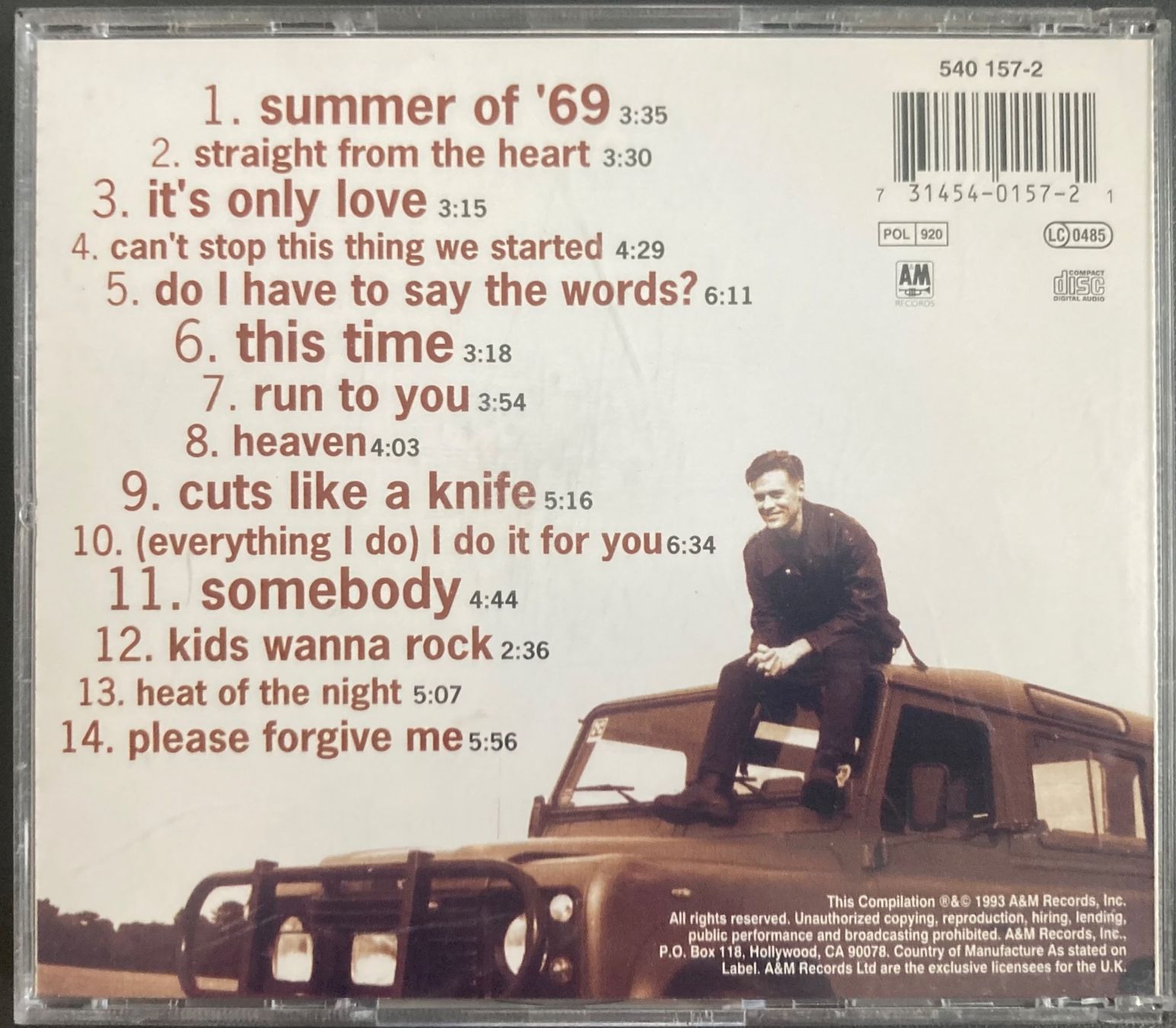CDs: BRYAN ADAMS - SO FAR SO GOOD – Gebraucht aus Poliez-Pittet von Newtown-Records 1