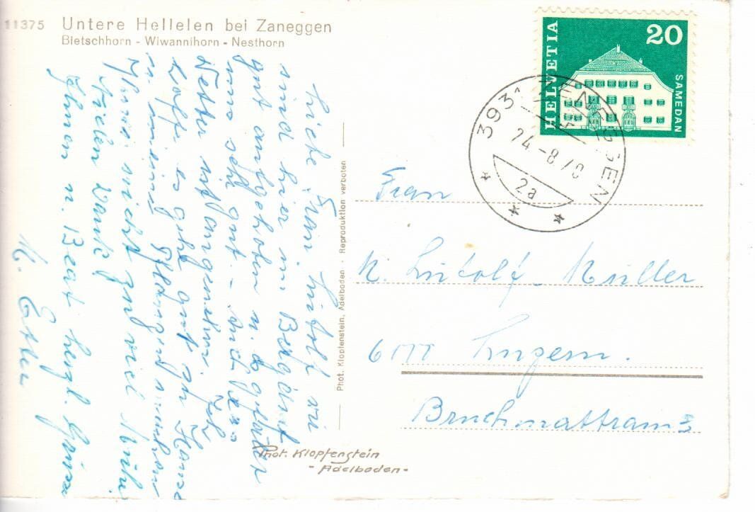 Cartoline postali: untere Hellelen bei Zeneggen – Usato da Wolhusen venduto da Curver9 1