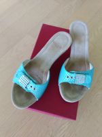 Giorgio M. Holz Pantolette Leder Türkis Size 36