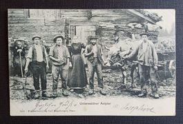 AK Älpler UNTERWALDEN Bauernhof KÜHE Bauernhaus 1902
