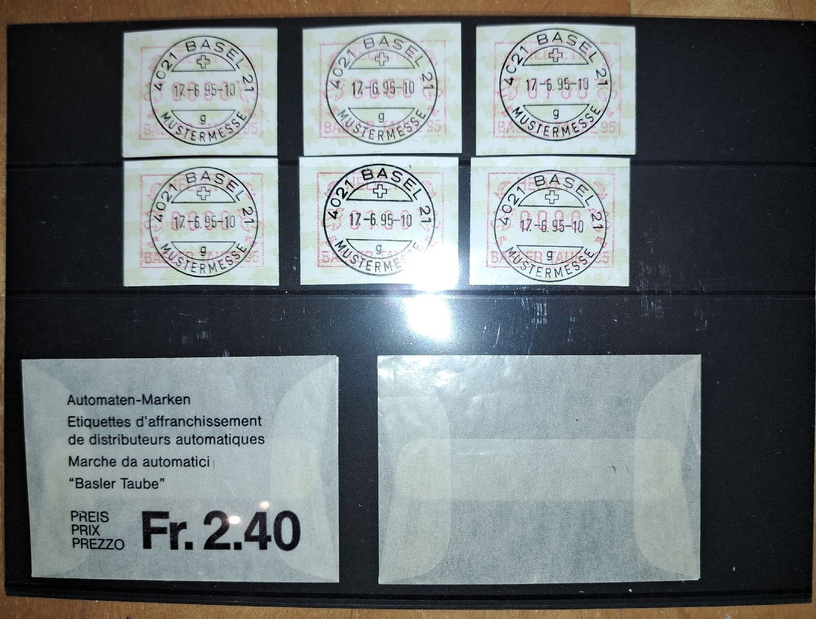 Tutti i francobolli: Automatenmarke Schweiz 1995 / "Basler Taube" – Nuovo e nell'imballaggio originale da Bellikon venduto da cebas23