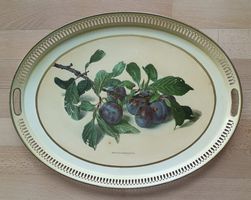 Vintage Tablett Metall handbemalt lateinische Bez. 30x50 cm