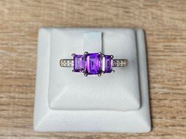 Amethyst + Saphir Ring 💎✨ Silber 925 vergoldet S88