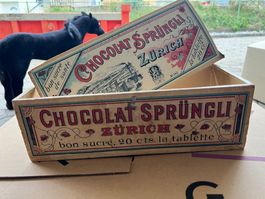 Antike Chocolat Sprüngli Holzkiste Zürich gebraucht