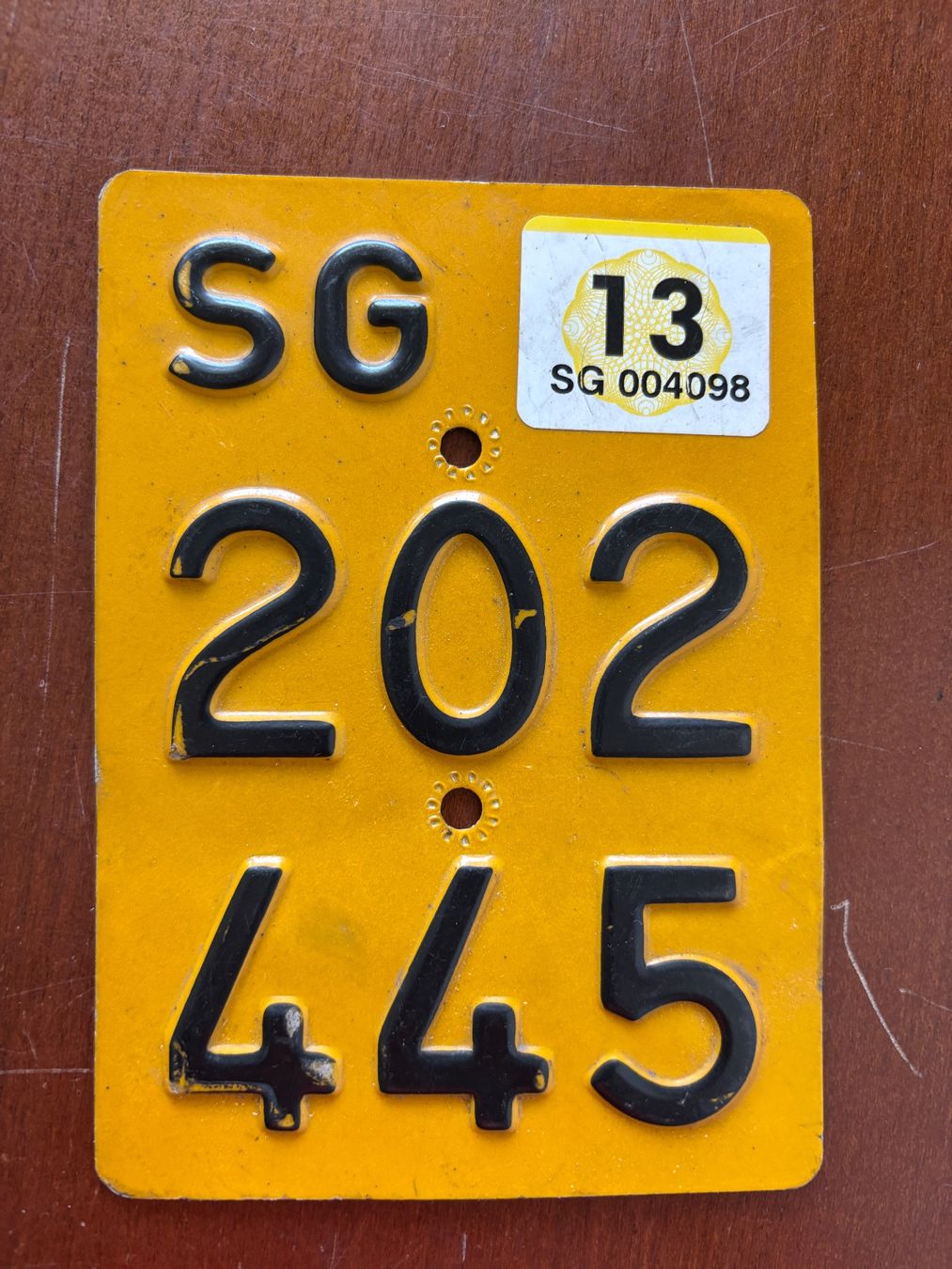 Puch Insegne: MOFA Nummer Nummernschild Schild SG 2013 – Usato da THERWIL venduto da Fcbbasel