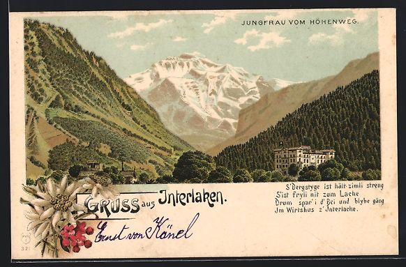 Cartes postales: Litho Interlaken, Jungfrau vom Höhenweg – D'occasion à Berlin par bartko-reher