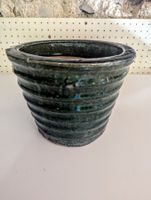 Keramik Blumentopf dunkelgrün Höhe und Öffnung je 17cm