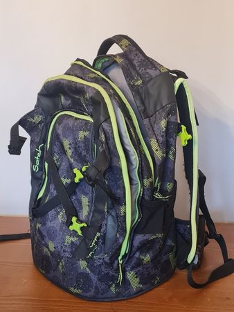 Satch Schulrucksack Grau / Grüngelb (gebraucht)