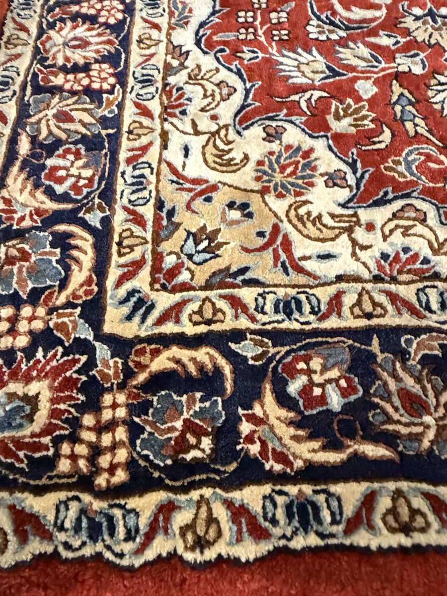 Tappeti: Orientteppich handgeknüpft rot blau Seide – Usato da Strengelbach venduto da RaenAntikDesign 2