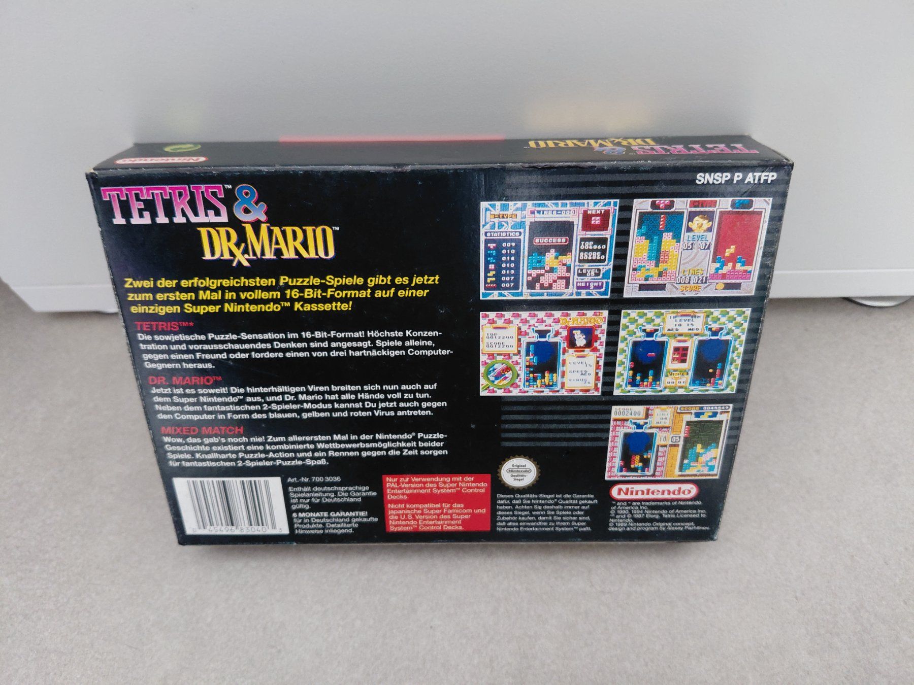 Spiele: Tetris & Dr. Mario, SNES, mit OVP – Gebraucht aus Uezwil von -Retrogames- 2