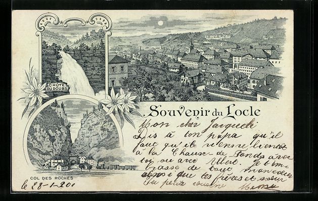 Ansichtskarten: Mondschein-Lithographie Locle, Panorama, – Gebraucht aus Berlin von bartko-reher