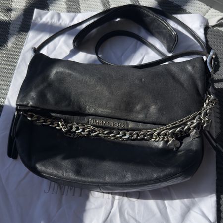 Handtasche Jimmy Choo Leder schwarz gebraucht 35x18 cm