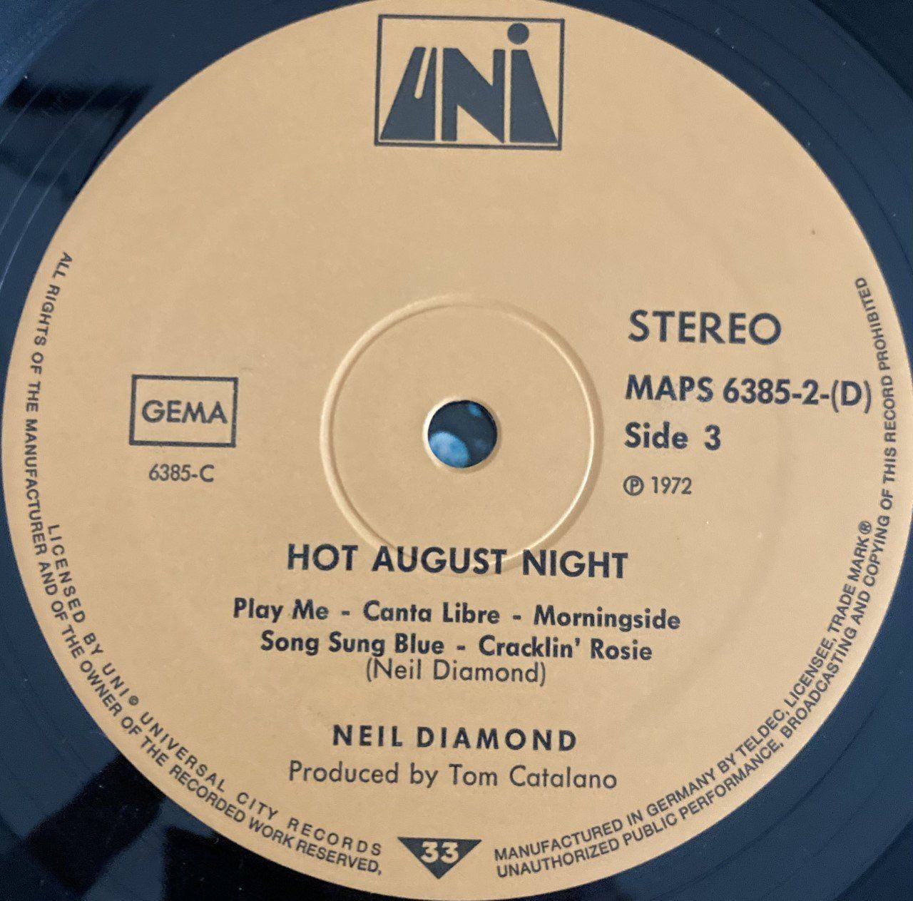 Schallplatten: Neil Diamond - Hot August Night Doppel-LP °1972° – Gebraucht aus Wettingen von  7