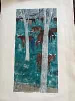 Bild  -   Herde mit Mann -  signiert 1958