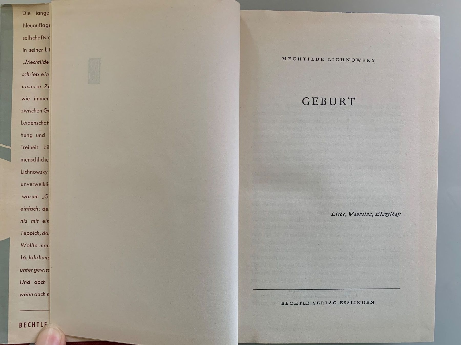 Libri: Geburt - Mechtilde Lichnowsky - 1954. – Usato da Basel venduto da SusaSandig 1
