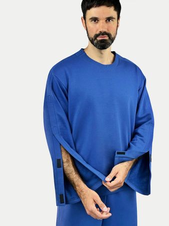 Gr.L - Adaptives Herren-Sweatshirt mit Klettverschluss(r)