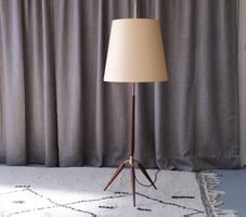 Tripod Teak & Kupfer Stehlampe von Fog & Mørup 1960,s