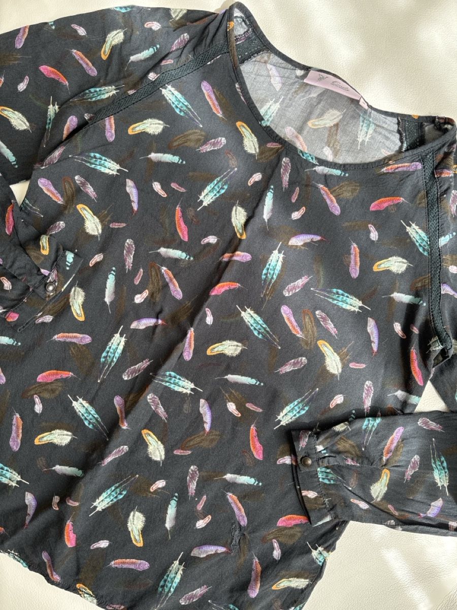 Emily van den Bergh Camicette: Emily van den Bergh Bluse, Federn Muster, Gr. 36, Viscose – Usato da Zofingen venduto da MasterPCI 3